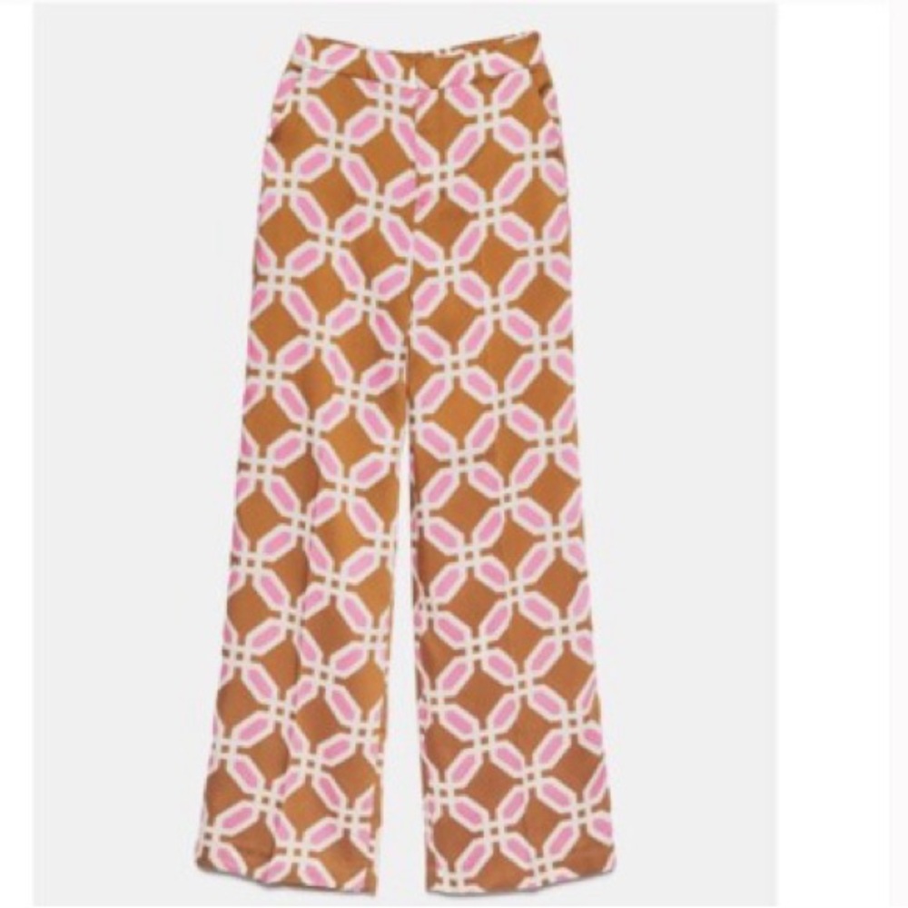 Zara Geometric‎ Print Pajama Pants Trousers Palazzo Size L